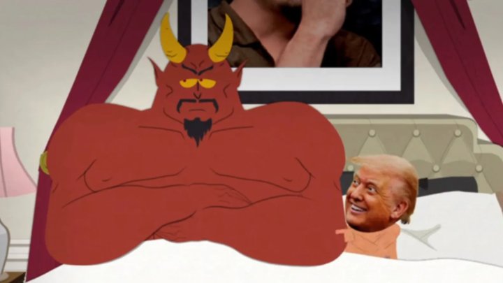 Donald Trump v posteli se satanem